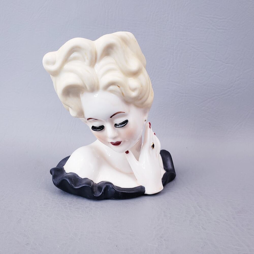 Blonde Lady Head Vase Repro Hand Head vase